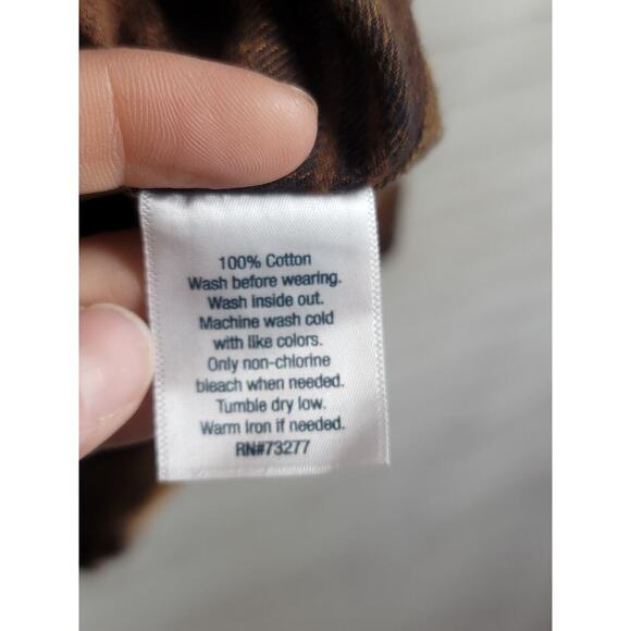 HURLEY PARADISE CITY COTTON FLANNEL BUTTON UP IN BLACK/BROWN PLAID, SZ LARGE - Picture 7 of 15